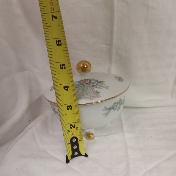 2-Pc Lefton Footed China Vintage Anniversary Candy, Trinket Dish #6290 - Picture 7 of 7